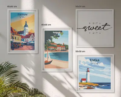 Set od 4 slike u okviru poljski gradovi Ustka Tarnów i Sopot