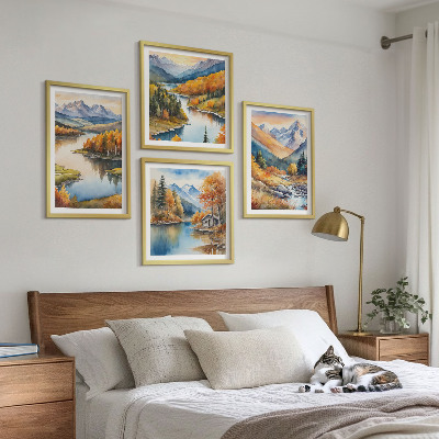 Komplet slika za spavaću sobu Jesenski pogled na rijeku i planine
