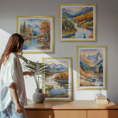 Komplet slika za spavaću sobu Jesenski pogled na rijeku i planine