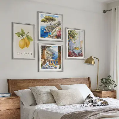 Komplet slika za spavaću sobu s motivom limunske arhitekture u Positanu