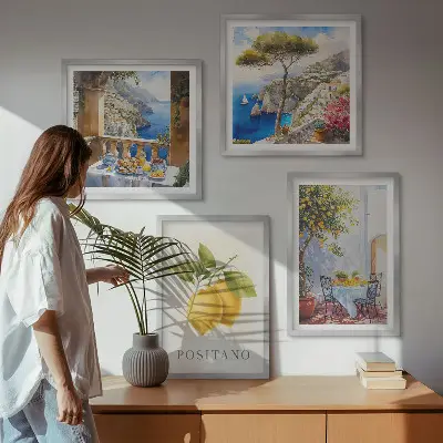 Komplet slika za spavaću sobu s motivom limunske arhitekture u Positanu