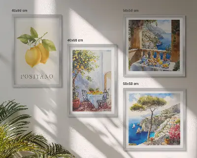 Komplet slika za spavaću sobu s motivom limunske arhitekture u Positanu