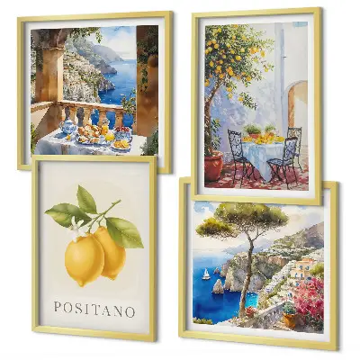 Komplet slika za spavaću sobu s motivom limunske arhitekture u Positanu