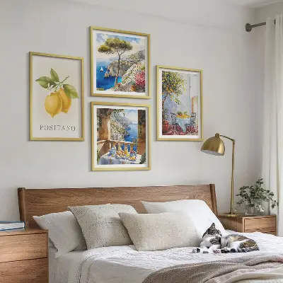 Komplet slika za spavaću sobu s motivom limunske arhitekture u Positanu