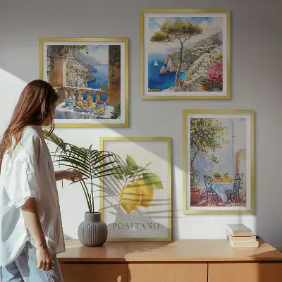 Komplet slika za spavaću sobu s motivom limunske arhitekture u Positanu