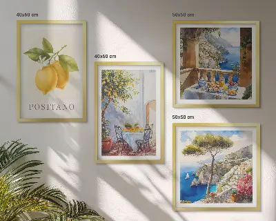 Komplet slika za spavaću sobu s motivom limunske arhitekture u Positanu