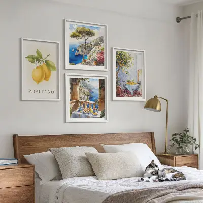Komplet slika za spavaću sobu s motivom limunske arhitekture u Positanu