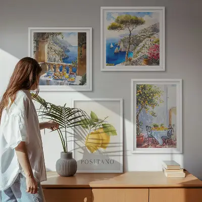 Komplet slika za spavaću sobu s motivom limunske arhitekture u Positanu