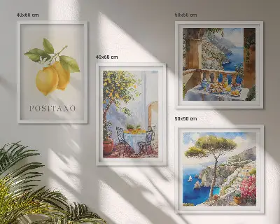Komplet slika za spavaću sobu s motivom limunske arhitekture u Positanu