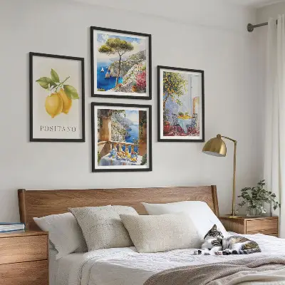 Komplet slika za spavaću sobu s motivom limunske arhitekture u Positanu