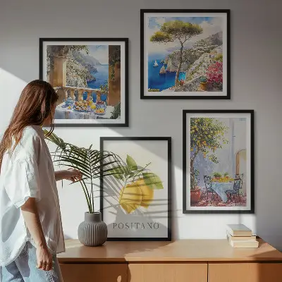 Komplet slika za spavaću sobu s motivom limunske arhitekture u Positanu