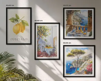 Komplet slika za spavaću sobu s motivom limunske arhitekture u Positanu