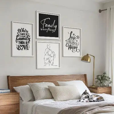 Dekorativni komplet slika za zid s motivima obitelji, ljubavi, topline i doma