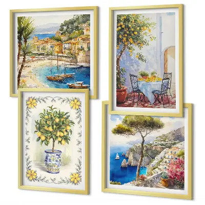 Komplet slika za spavaću sobu pogled na more s limunovim stablima