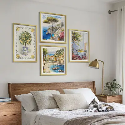 Komplet slika za spavaću sobu pogled na more s limunovim stablima