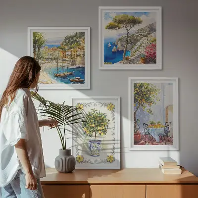 Komplet slika za spavaću sobu pogled na more s limunovim stablima