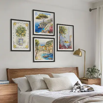 Komplet slika za spavaću sobu pogled na more s limunovim stablima