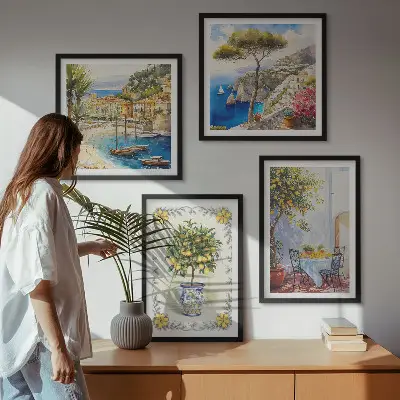 Komplet slika za spavaću sobu pogled na more s limunovim stablima