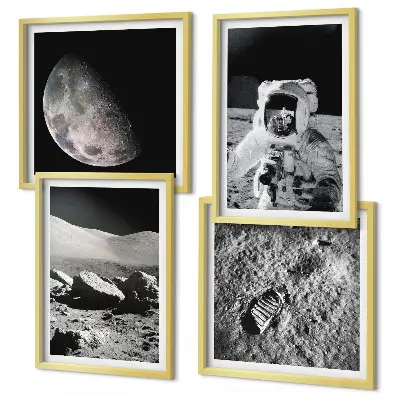 Otisak stopala astronauta na Mjesecu set od 4 slike u okviru
