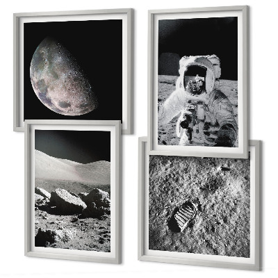 Set 4 slike u okviru Otisak stopala astronauta na Mjesecu