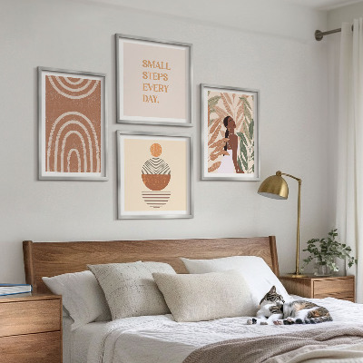 Komplet slika za spavaću sobu Elegantni biljni uzorci i geometrija