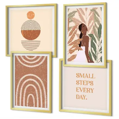 Komplet slika za spavaću sobu s elegantnim biljnim uzorcima i geometrijom
