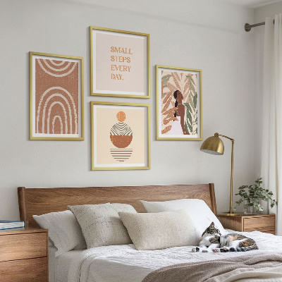 Komplet slika za spavaću sobu Elegantni biljni uzorci i geometrija