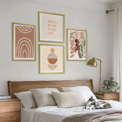 Komplet slika za spavaću sobu s elegantnim biljnim uzorcima i geometrijom