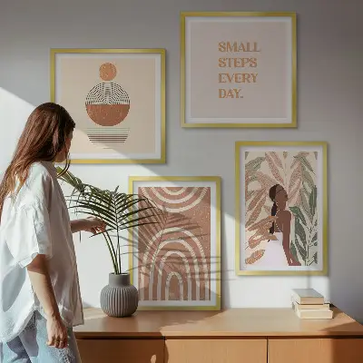 Komplet slika za spavaću sobu s elegantnim biljnim uzorcima i geometrijom