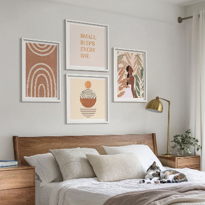 Komplet slika za spavaću sobu Elegantni biljni uzorci i geometrija
