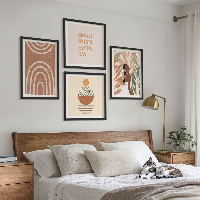 Komplet slika za spavaću sobu Elegantni biljni uzorci i geometrija