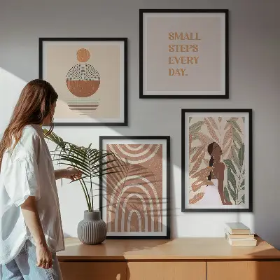Komplet slika za spavaću sobu s elegantnim biljnim uzorcima i geometrijom