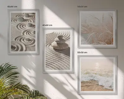Komplet slika za spavaću sobu s motivom valova, pijeska, vode, kamenja i plaže