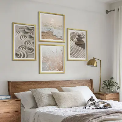 Komplet slika za spavaću sobu s motivom valova, pijeska, vode, kamenja i plaže
