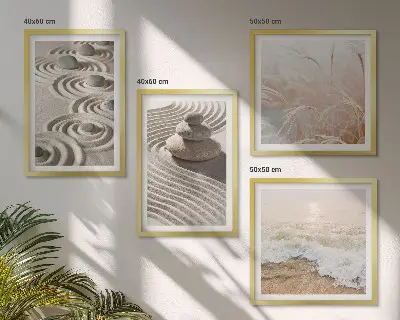 Komplet slika za spavaću sobu s motivom valova, pijeska, vode, kamenja i plaže