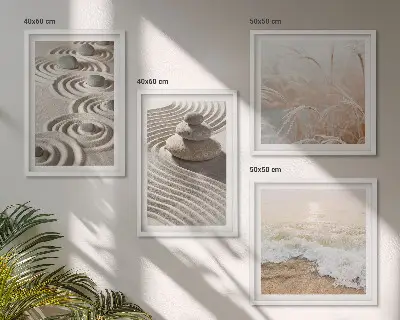 Komplet slika za spavaću sobu s motivom valova, pijeska, vode, kamenja i plaže