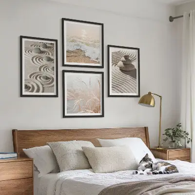 Komplet slika za spavaću sobu s motivom valova, pijeska, vode, kamenja i plaže