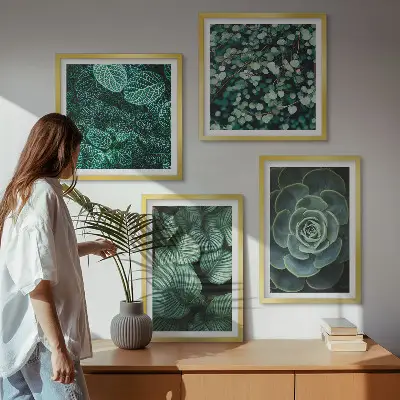Set 4 slike s motivom zelenih sukulenta u okviru
