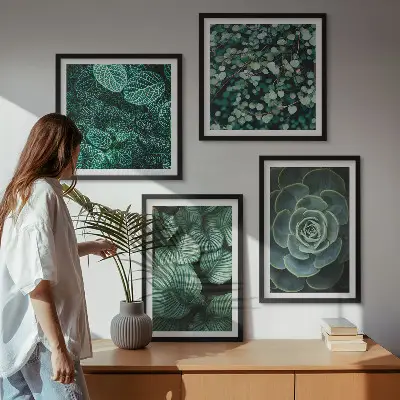 Set 4 slike s motivom zelenih sukulenta u okviru