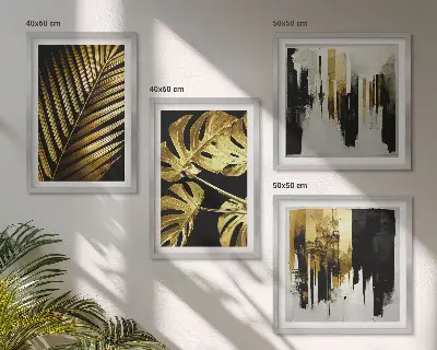 Dekorativni komplet zidnih slika sa apstraktnim motivom lišća palme monstera