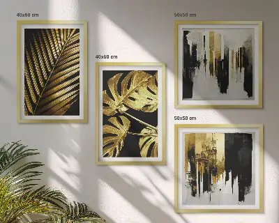 Dekorativni komplet zidnih slika sa apstraktnim motivom lišća palme monstera