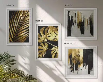 Dekorativni komplet zidnih slika sa apstraktnim motivom lišća palme monstera