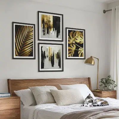 Dekorativni komplet zidnih slika sa apstraktnim motivom lišća palme monstera