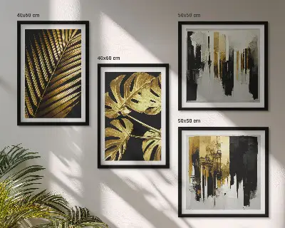 Dekorativni komplet zidnih slika sa apstraktnim motivom lišća palme monstera
