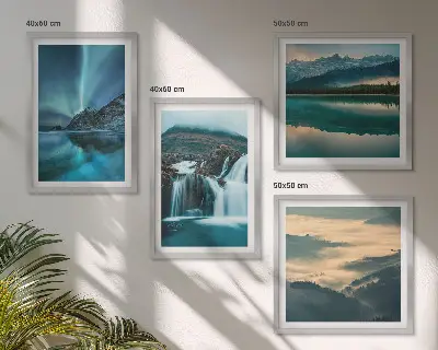 Zimski pejzaži slapovi aurora set od 4 slike u okviru