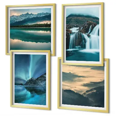 Zimski pejzaži slapovi aurora set od 4 slike u okviru