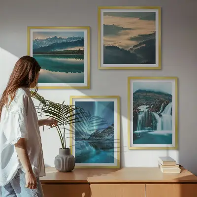 Zimski pejzaži slapovi aurora set od 4 slike u okviru
