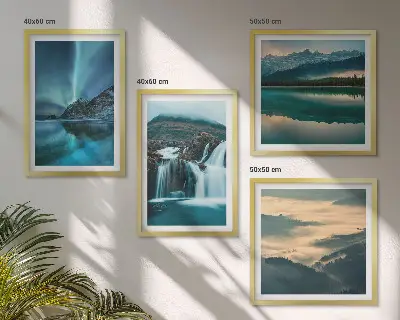 Zimski pejzaži slapovi aurora set od 4 slike u okviru