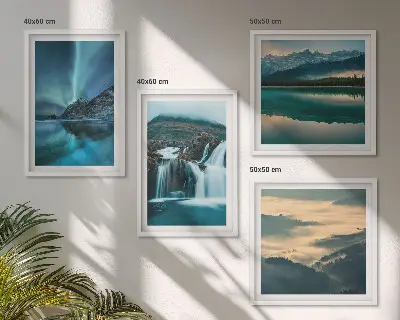 Zimski pejzaži slapovi aurora set od 4 slike u okviru