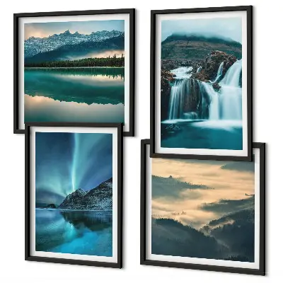 Zimski pejzaži slapovi aurora set od 4 slike u okviru